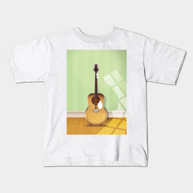 Acoustic Guitar Kids T-Shirt by nickemporium1